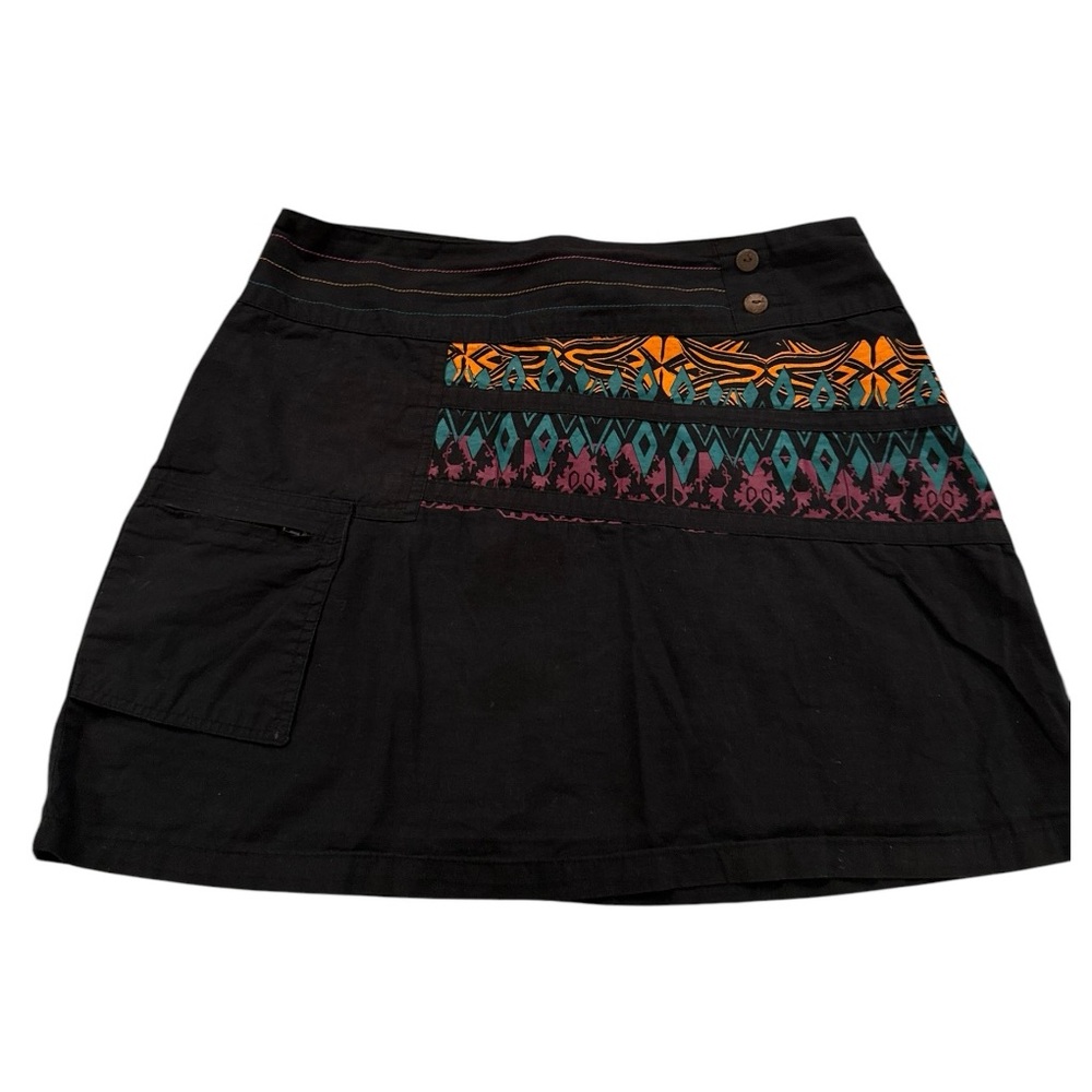 Coline Black Aztec Patterned Women's 100% Cotton Skirt Sz Medium